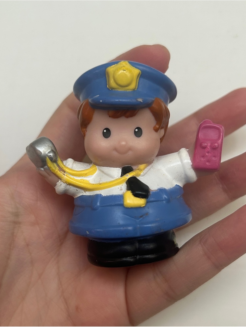 Fisher Price Little People Police Woman Cop Brown Ponytail Girl Figure Rare
